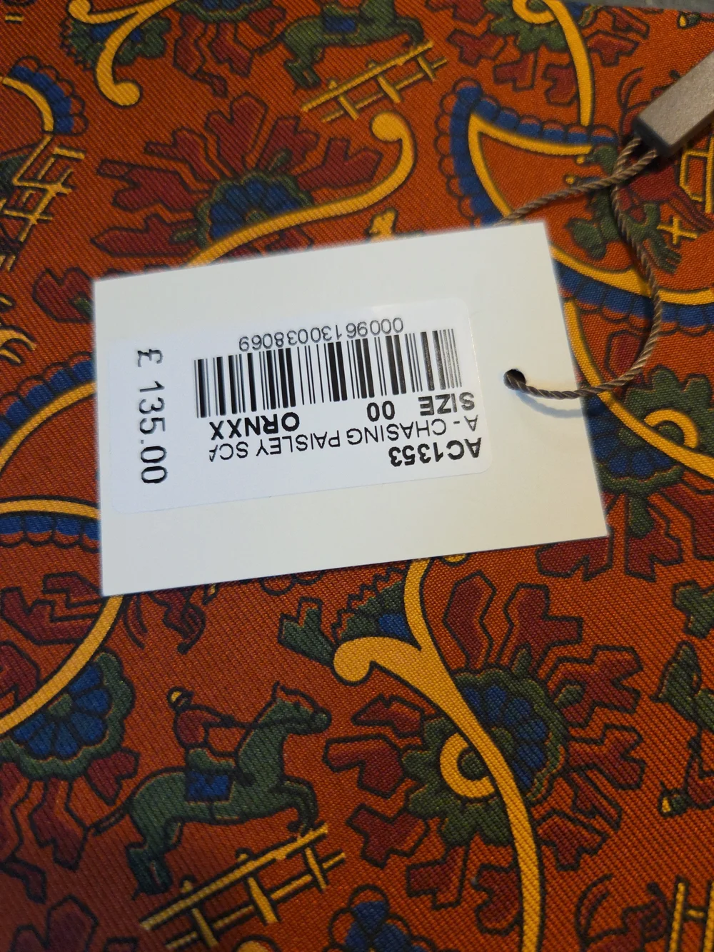 Burberry Orange Multicolor Paisley Silk Scarf